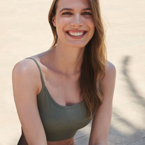 Women's sustainable fashion cropped cami top with adjustable straps Thumbnail