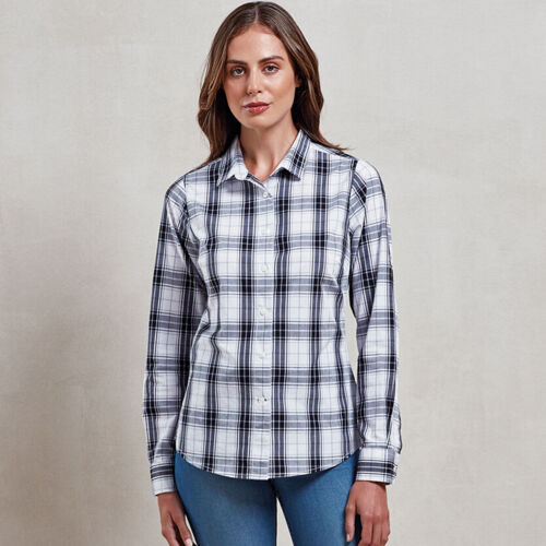 Women's Ginmill check cotton long sleeve shirt Thumbnail